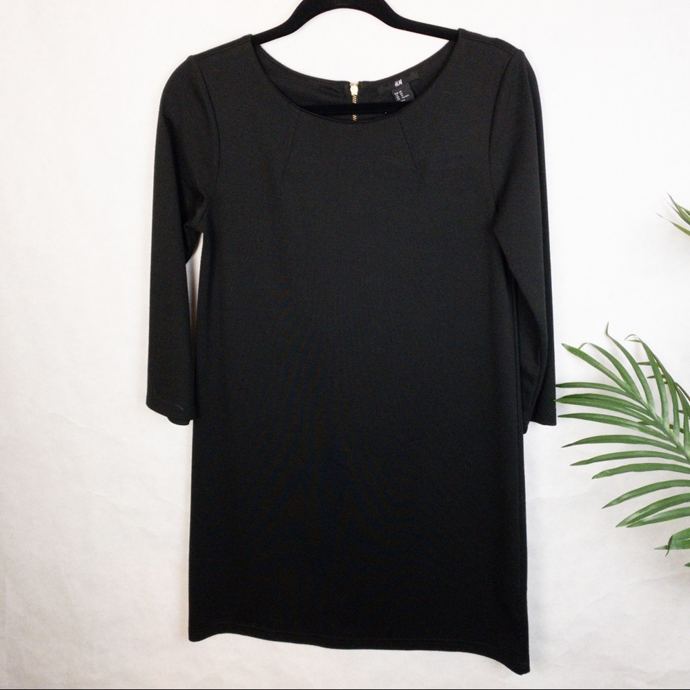 H&M 3/4 Sleeve Black Mini Dress